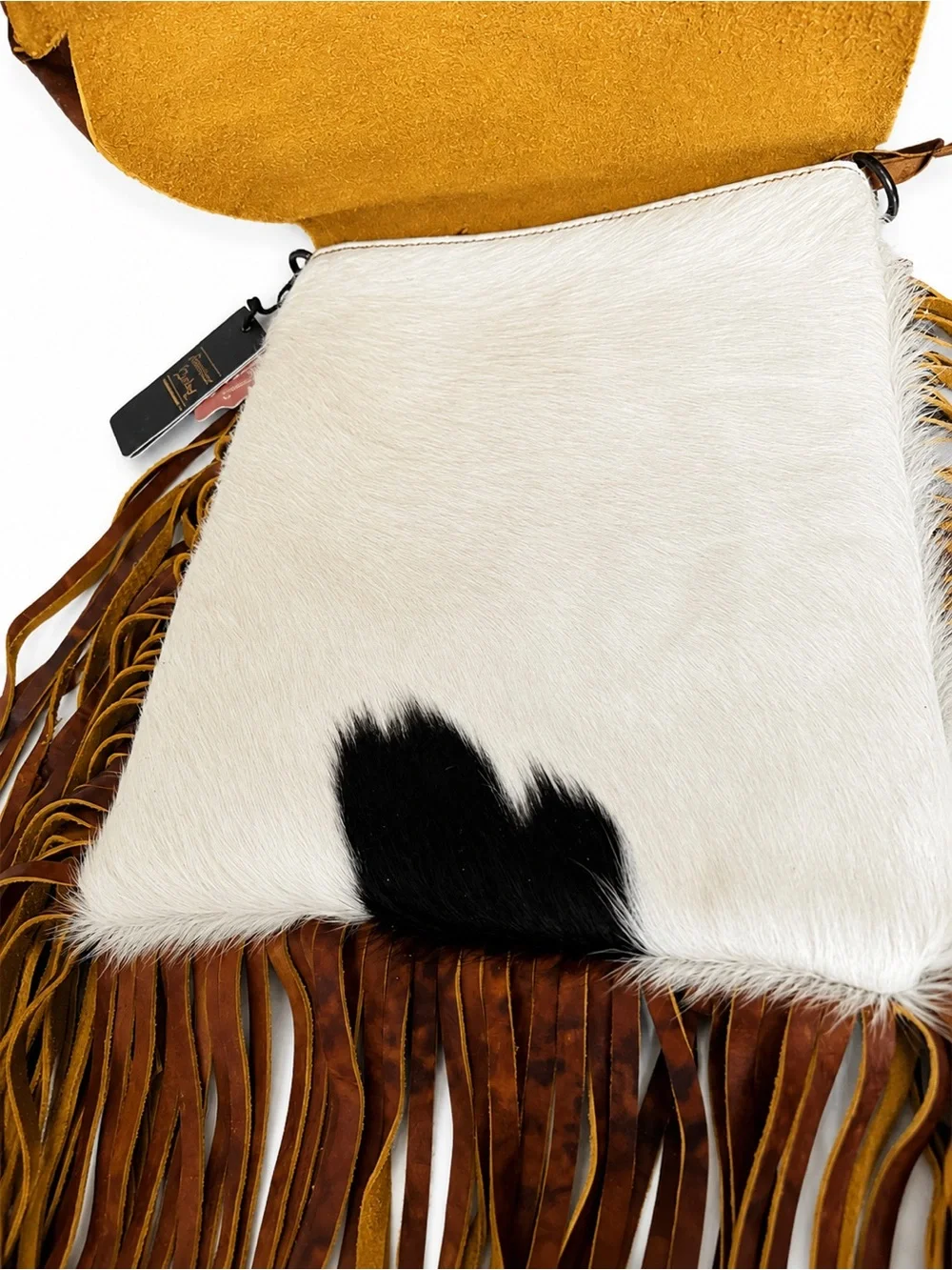 American Darling Hair-On Hide Leather Western Messenger Fringe Bag BNWT